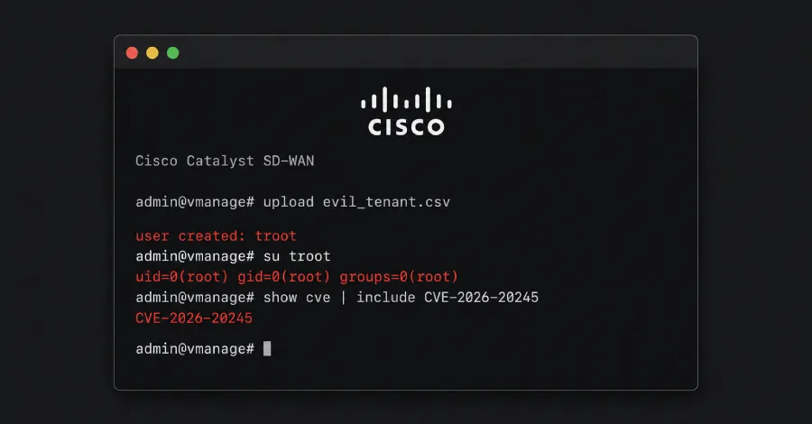 Zero-day CVE-2026-20245 w Cisco Catalyst SD-WAN – eskalacja do root po 2 miesiącach exploitacji