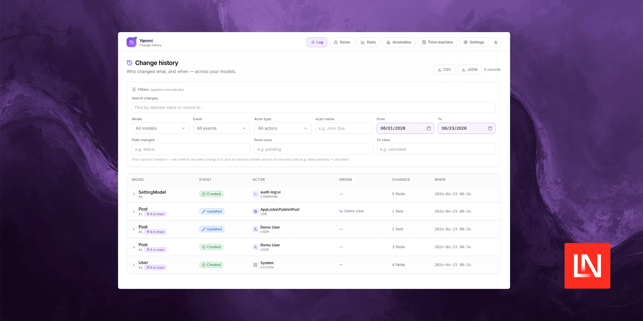 Yammi Audit Log – pełna rozliczalność zmian w systemach kolejkowych Laravel